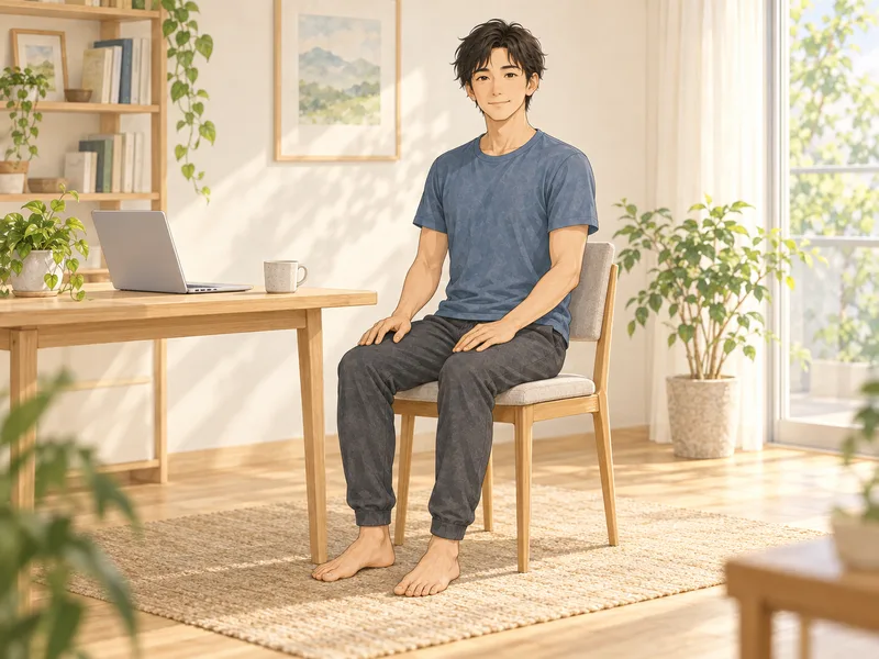 仕事の合間に椅子でひと休みするなお