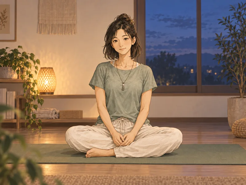 夜の部屋で静かに過ごすゆら