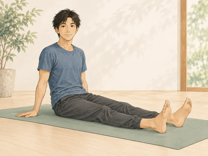 脚を伸ばして座るなお